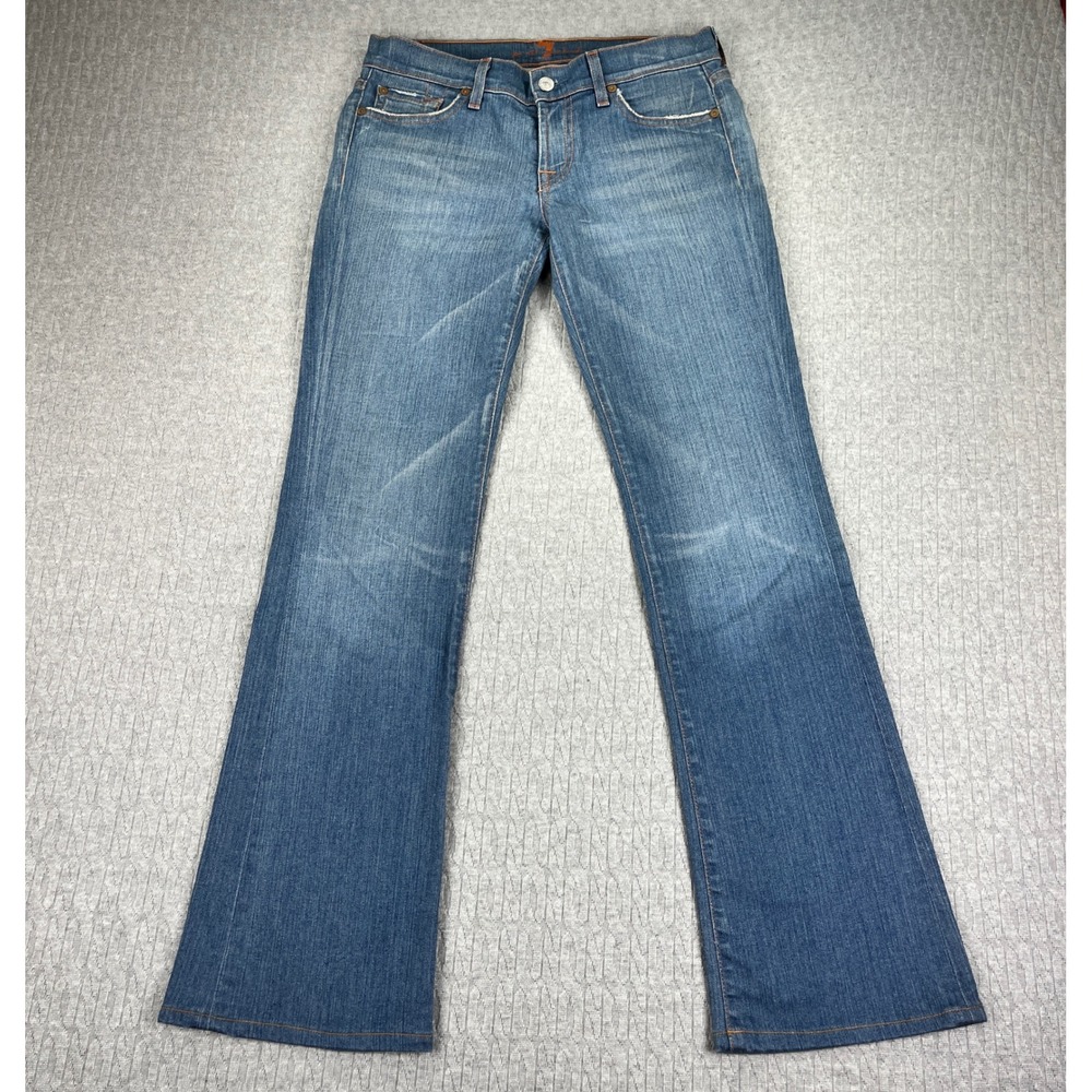 7 For All Mankind Bootcut Jeans Women 28/30x31 Blue Low Rise Medium Light Wash